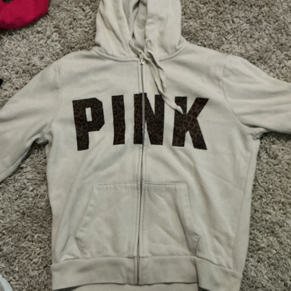Women’s Cream Hoodie with Leopard Print